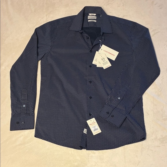 Lucky Brand Men's Navy Patterned Button-Down Shirt - Picture 1 of 11